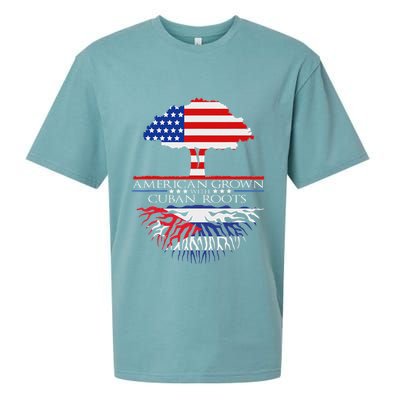 Cuban Roots American Grown Born Tree Flag Usa Cuba Pride Sueded Cloud Jersey T-Shirt