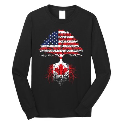 Canadian Roots American Grown Canada Flag Long Sleeve Shirt