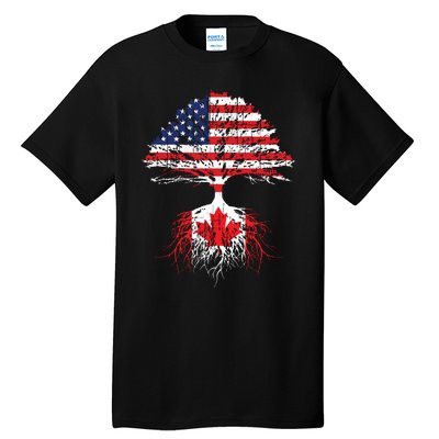 Canadian Roots American Grown Canada Flag Tall T-Shirt