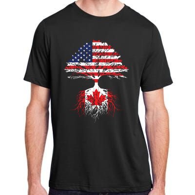 Canadian Roots American Grown Canada Flag Adult ChromaSoft Performance T-Shirt