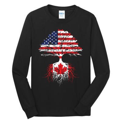 Canadian Roots American Grown Canada Flag Tall Long Sleeve T-Shirt