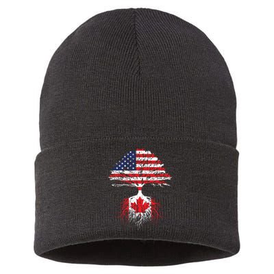 Canadian Roots American Grown Canada Flag Sustainable Knit Beanie