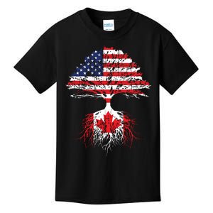 Canadian Roots American Grown Canada Flag Kids T-Shirt