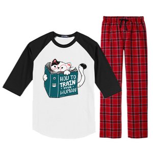 Cat Reading A Book How To Train Your Human Funny Cat Lovers Raglan Sleeve Pajama Set