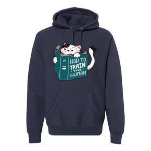 Cat Reading A Book How To Train Your Human Funny Cat Lovers Premium Hoodie