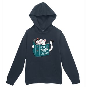 Cat Reading A Book How To Train Your Human Funny Cat Lovers Urban Pullover Hoodie