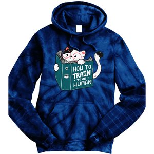 Cat Reading A Book How To Train Your Human Funny Cat Lovers Tie Dye Hoodie