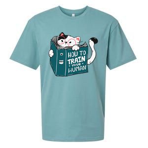 Cat Reading A Book How To Train Your Human Funny Cat Lovers Sueded Cloud Jersey T-Shirt