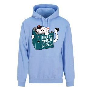 Cat Reading A Book How To Train Your Human Funny Cat Lovers Unisex Surf Hoodie