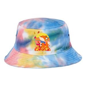 Cute Retro Autumn Fall Leaves Baby Fox Tie Dye Newport Bucket Hat