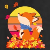 Cute Retro Autumn Fall Leaves Baby Fox Garment-Dyed Heavyweight T-Shirt