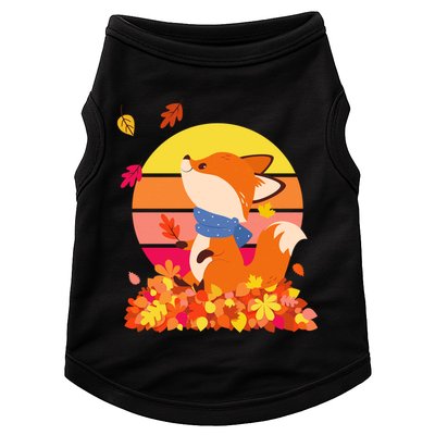 Cute Retro Autumn Fall Leaves Baby Fox Doggie Tank