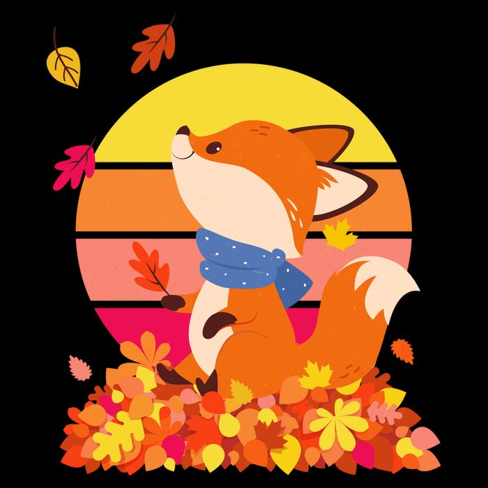 Cute Retro Autumn Fall Leaves Baby Fox Flexfit Unipanel Trucker Cap
