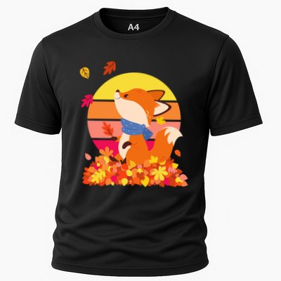 Cute Retro Autumn Fall Leaves Baby Fox Performance Shirt