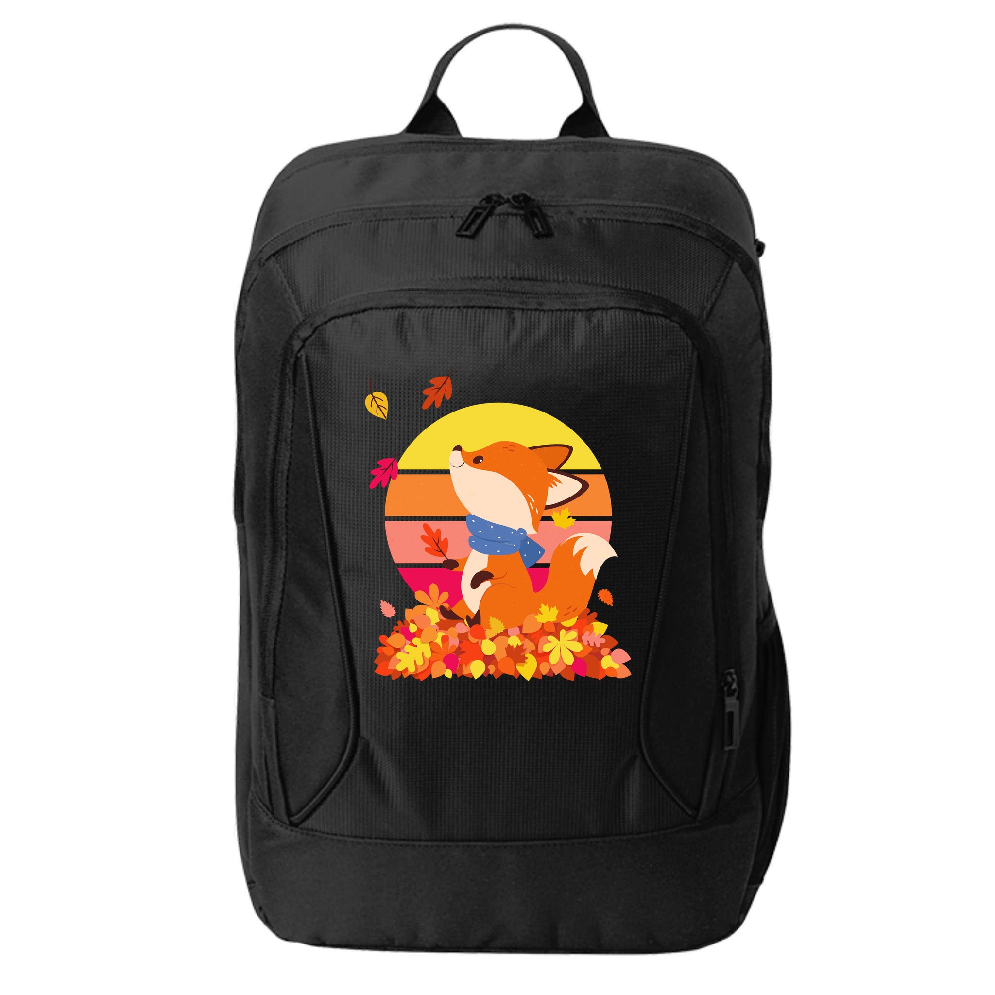 Cute Retro Autumn Fall Leaves Baby Fox City Backpack