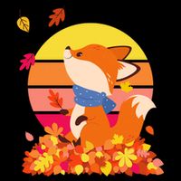 Cute Retro Autumn Fall Leaves Baby Fox Toddler T-Shirt