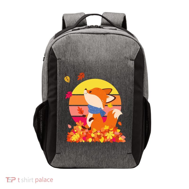 Cute Retro Autumn Fall Leaves Baby Fox Vector Backpack