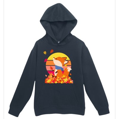 Cute Retro Autumn Fall Leaves Baby Fox Urban Pullover Hoodie