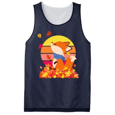 Cute Retro Autumn Fall Leaves Baby Fox Mesh Reversible Basketball Jersey Tank