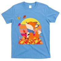 Cute Retro Autumn Fall Leaves Baby Fox T-Shirt