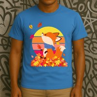 Cute Retro Autumn Fall Leaves Baby Fox T-Shirt