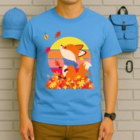 Cute Retro Autumn Fall Leaves Baby Fox T-Shirt
