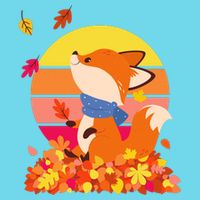 Cute Retro Autumn Fall Leaves Baby Fox T-Shirt