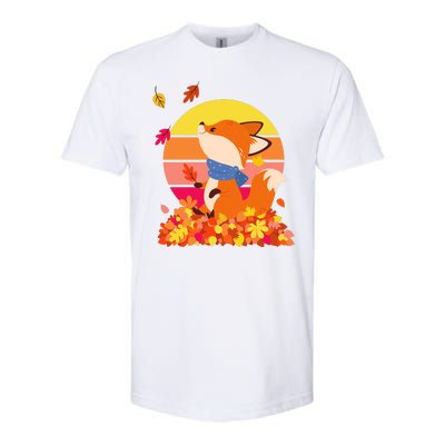 Cute Retro Autumn Fall Leaves Baby Fox Softstyle® CVC T-Shirt