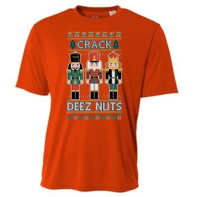 Crack Deez Nuts Nutcracker Ugly Christmas Sweater Cooling Performance Crew T-Shirt