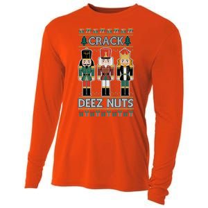 Crack Deez Nuts Nutcracker Ugly Christmas Sweater Cooling Performance Long Sleeve Crew