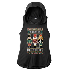 Crack Deez Nuts Nutcracker Ugly Christmas Sweater Ladies PosiCharge Tri-Blend Wicking Draft Hoodie Tank