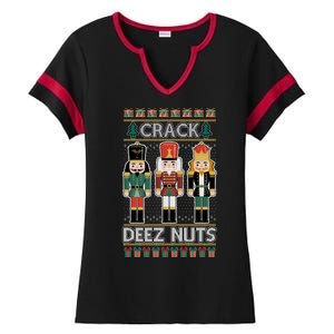 Crack Deez Nuts Nutcracker Ugly Christmas Sweater Ladies Halftime Notch Neck Tee