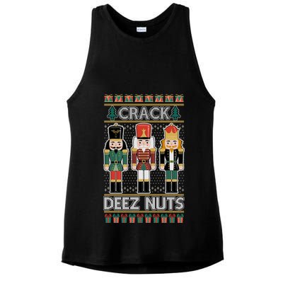 Crack Deez Nuts Nutcracker Ugly Christmas Sweater Ladies PosiCharge Tri-Blend Wicking Tank