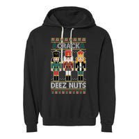 Crack Deez Nuts Nutcracker Ugly Christmas Sweater Garment-Dyed Fleece Hoodie