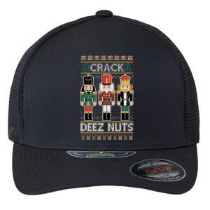 Crack Deez Nuts Nutcracker Ugly Christmas Sweater Flexfit Unipanel Trucker Cap