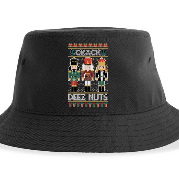 Crack Deez Nuts Nutcracker Ugly Christmas Sweater Sustainable Bucket Hat