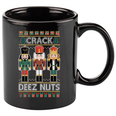 Crack Deez Nuts Nutcracker Ugly Christmas Sweater 11oz C Handle Ceramic Mug