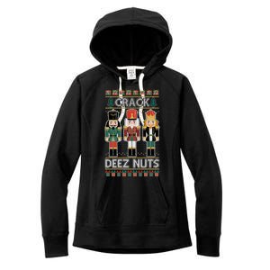 Crack Deez Nuts Nutcracker Ugly Christmas Sweater Women's Fleece Hoodie