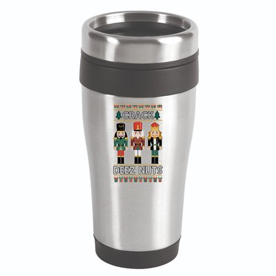 Crack Deez Nuts Nutcracker Ugly Christmas Sweater 16oz Travel Tumbler