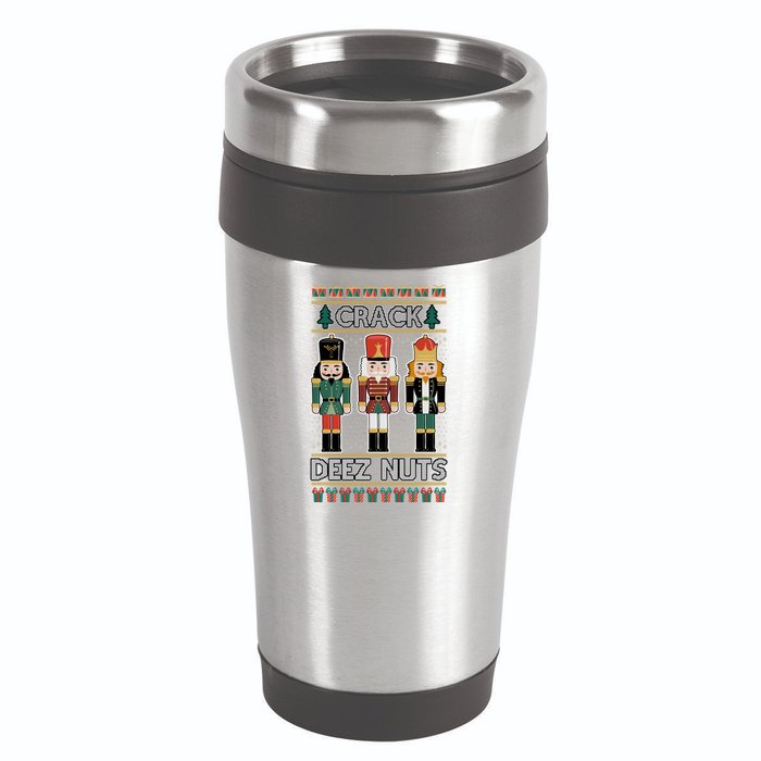 Crack Deez Nuts Nutcracker Ugly Christmas Sweater 16oz Travel Tumbler