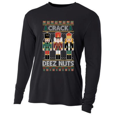 Crack Deez Nuts Nutcracker Ugly Christmas Sweater Cooling Performance Long Sleeve Crew
