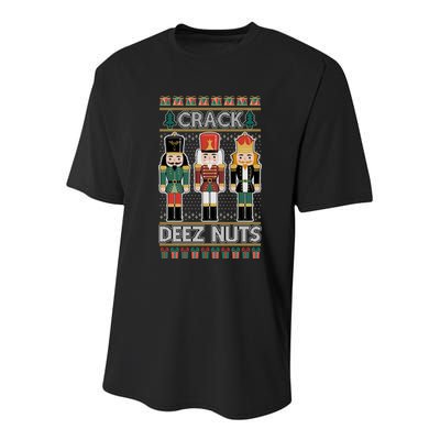 Crack Deez Nuts Nutcracker Ugly Christmas Sweater Youth Performance Sprint T-Shirt