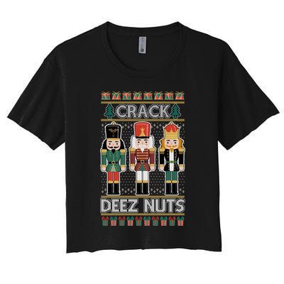 Crack Deez Nuts Nutcracker Ugly Christmas Sweater Crop Top