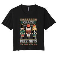 Crack Deez Nuts Nutcracker Ugly Christmas Sweater Crop Top