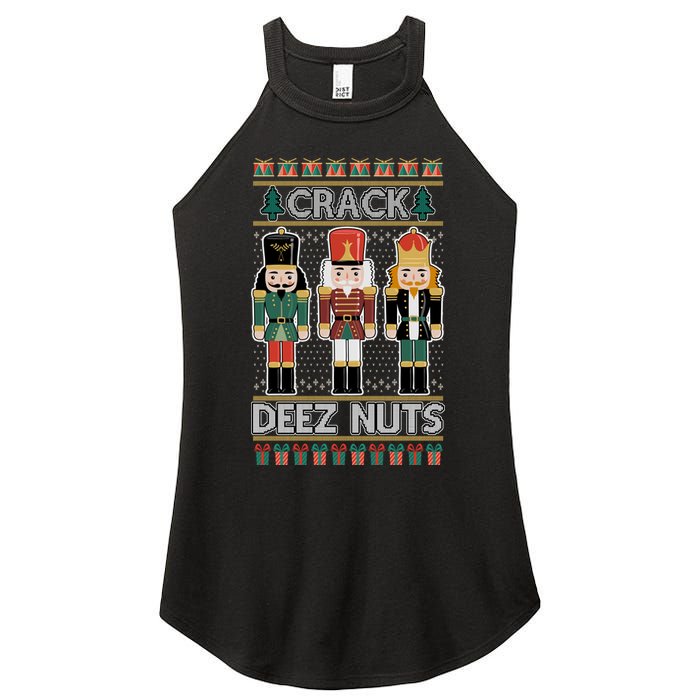 Crack Deez Nuts Nutcracker Ugly Christmas Sweater Women's Perfect Tri Rocker Tank