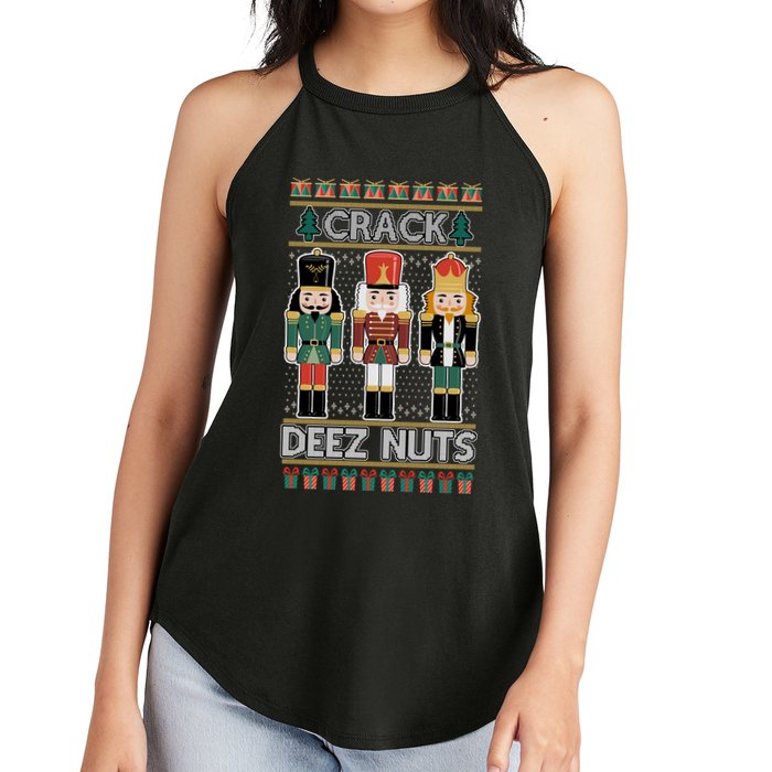 Crack Deez Nuts Nutcracker Ugly Christmas Sweater Women's Perfect Tri Rocker Tank