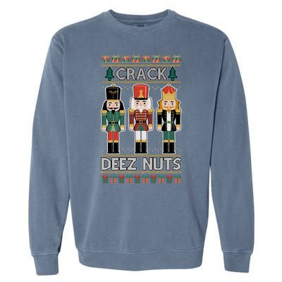 Crack Deez Nuts Nutcracker Ugly Christmas Sweater Garment-Dyed Sweatshirt