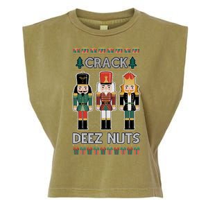 Crack Deez Nuts Nutcracker Ugly Christmas Sweater Garment-Dyed Women's Muscle Tee