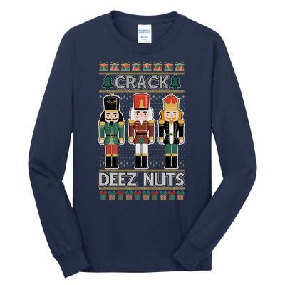 Crack Deez Nuts Nutcracker Ugly Christmas Sweater Tall Long Sleeve T-Shirt