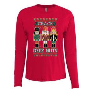 Crack Deez Nuts Nutcracker Ugly Christmas Sweater Womens Cotton Relaxed Long Sleeve T-Shirt